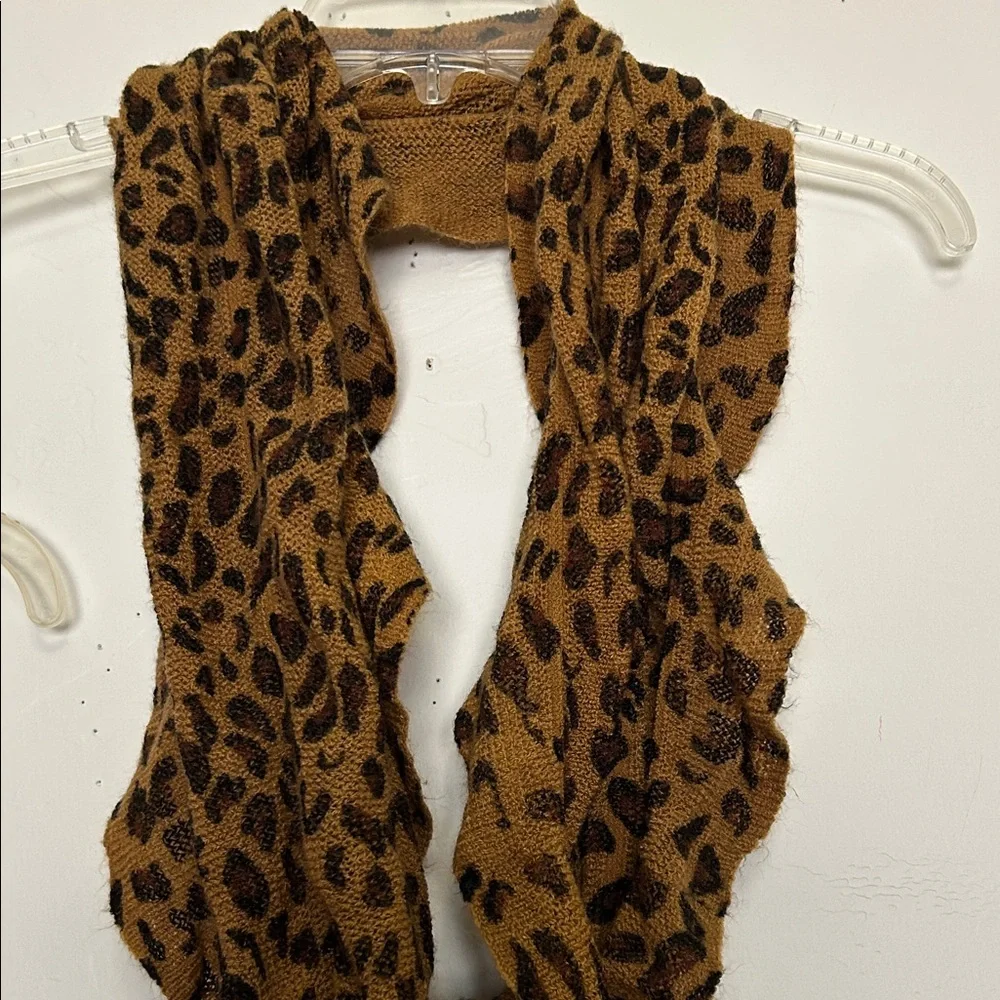 Leopard Print Scarf Set - Pink and Brown